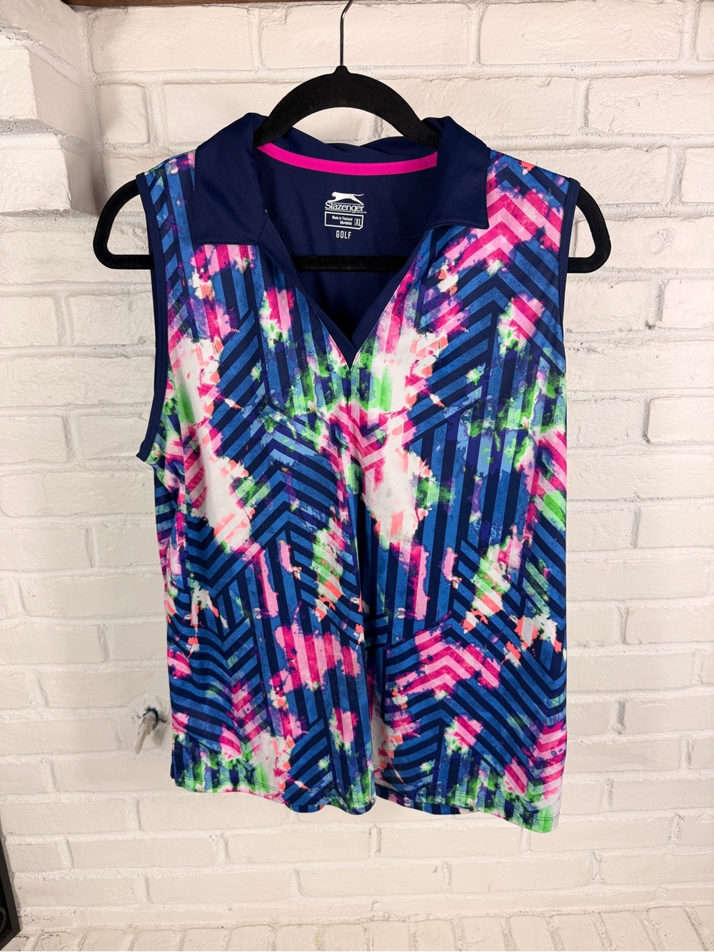 Slazenger Golf Sleeveless Neon Abstract Polo Top XL‎ Athletic Tank